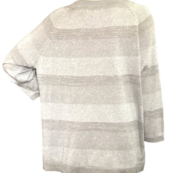 Vintage SAG HARBOR Woman Silver Metallic Striped Tunic Top Plus Sz 1X #184H - Picture 8 of 10